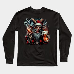 Krampus Unwinds – Festive Libations T-Shirt Collection for the Wicked Cheers! Long Sleeve T-Shirt